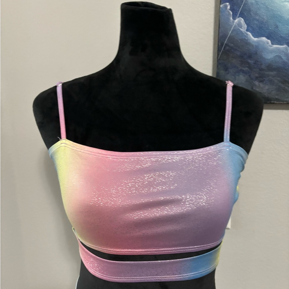 Shimmering Pastel Rainbow Crop Top